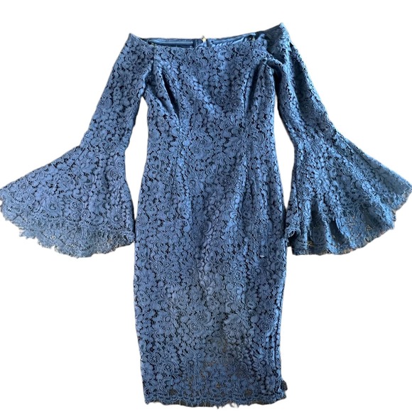 REVOLVE Bardot Solange Lace Dress in French Navy NWOT - Picture 4 of 15